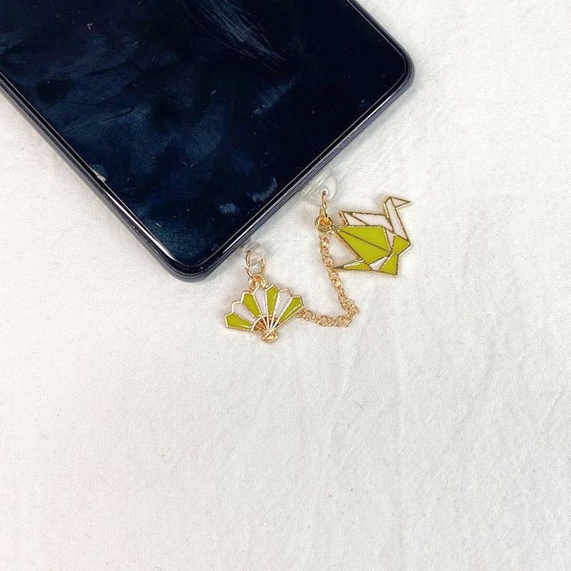 易烊千玺款千纸鹤充电塞手机防尘塞可爱少女安卓数据口塞|果绿色千纸鹤[连体] [iphone充电口]