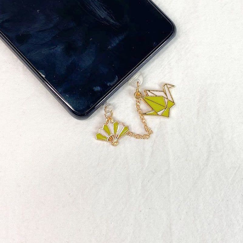 易烊千玺款千纸鹤充电塞手机防尘塞可爱少女安卓数据口塞|果绿色千纸鹤[连体] [iphone充电口]图片