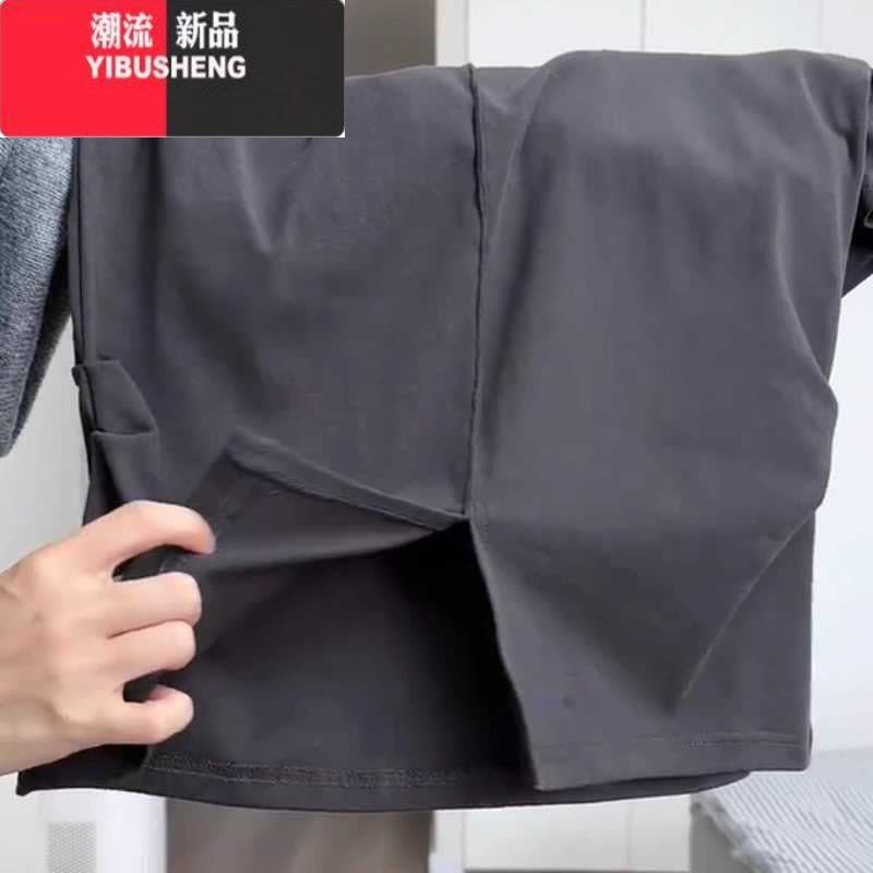 YIBUSHENG大码灰色收腰短袖正肩t恤女2024新款装胖mm显瘦圆领遮肚子上衣图片