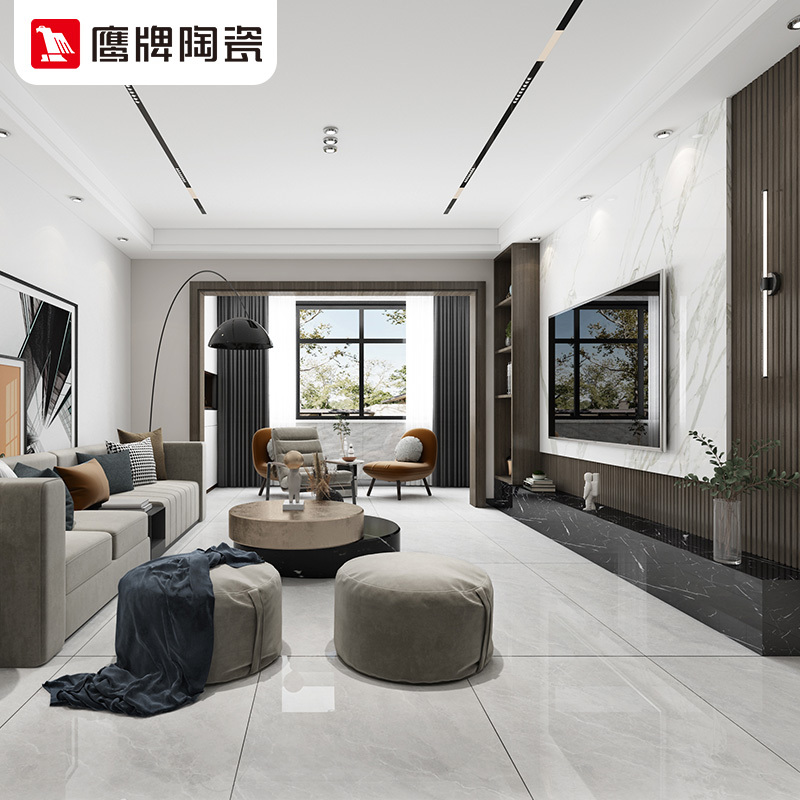 鹰牌瓷砖客厅大板现代简约通体砖750X1500瓷砖地砖电视背景墙艾伦灰