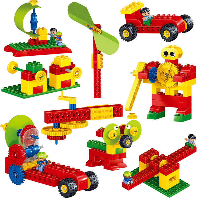 积木大颗粒兼容乐高拼装机械齿轮教具9656百变工程45002玩具套装 群隆