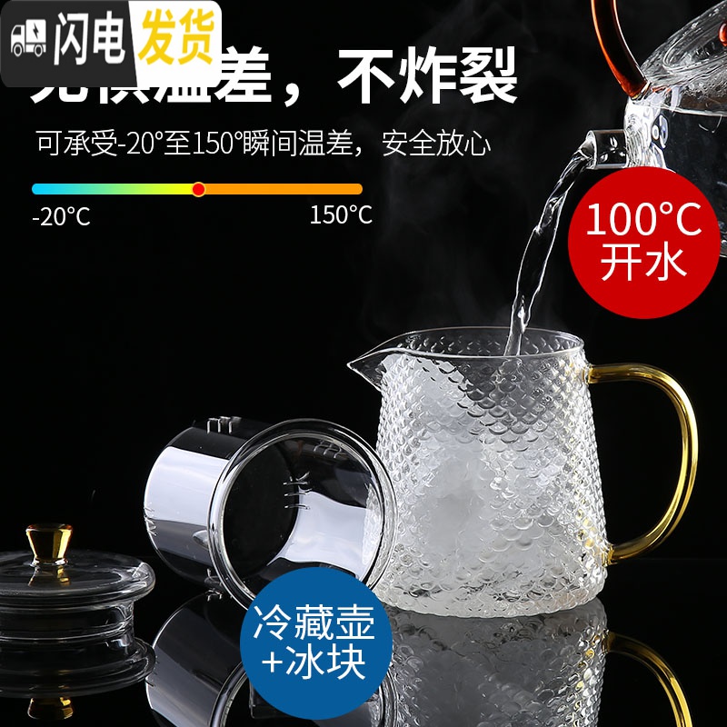 三维工匠玻璃茶壶过滤单壶可高温飘逸杯泡茶壶办公室茶水分离茶具套装 玉鳞茶壶(小)+4杯高清大图