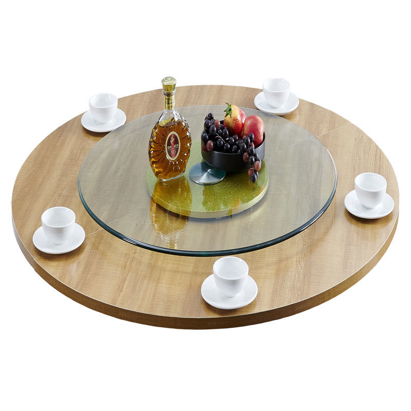 餐桌转盘家用防爆钢化玻璃加厚带底座免安装旋转饭桌大园台面转桌