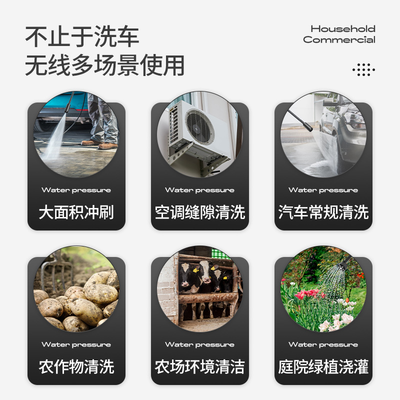 [补贴10%]洗车水枪家用高压水抢车用电动增压充电锂电池无线洗车机高清大图