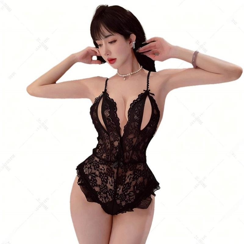 长夜漫漫情趣内衣蕾丝诱惑纯欲性感开裆连体衣女床上免脱战袍高清大图