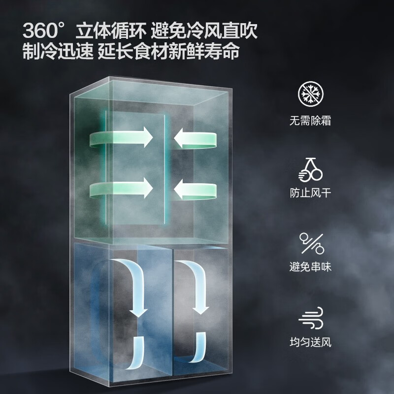 新飞445升超薄可嵌入十字对开门风冷无霜冰箱除菌变频大容量量冰箱 445升 变频一级净味除菌BCD-445WK8CT