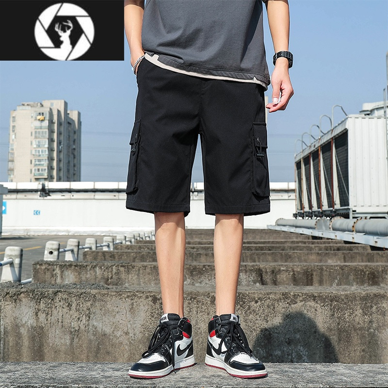 hongzun工装短裤男士夏季薄款潮牌休闲运动五分中裤潮流宽松5分沙滩
