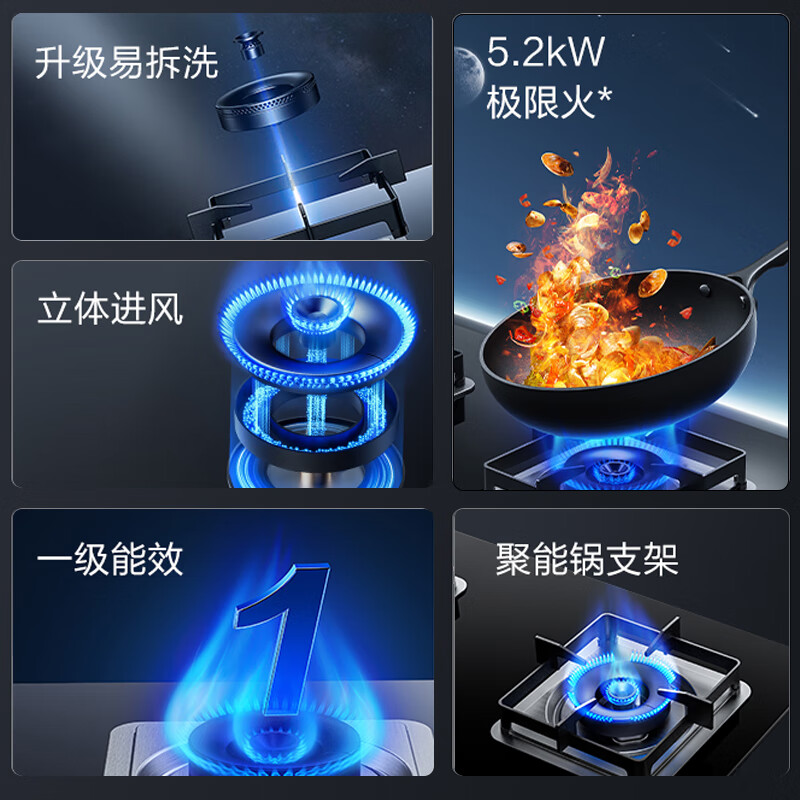 苏泊尔(SUPOR)燃气灶JZY-Z-PB13液化气5.2KW大火力家用厨房煤气灶双灶嵌入式台式两用灶具炉台高清大图