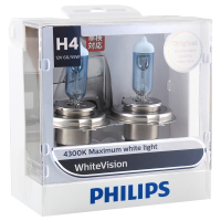 飞利浦(PHILIPS)璀璨之光H4升级型汽车灯泡大灯灯泡近光灯远光灯卤素灯2支装 增亮60%时尚白光