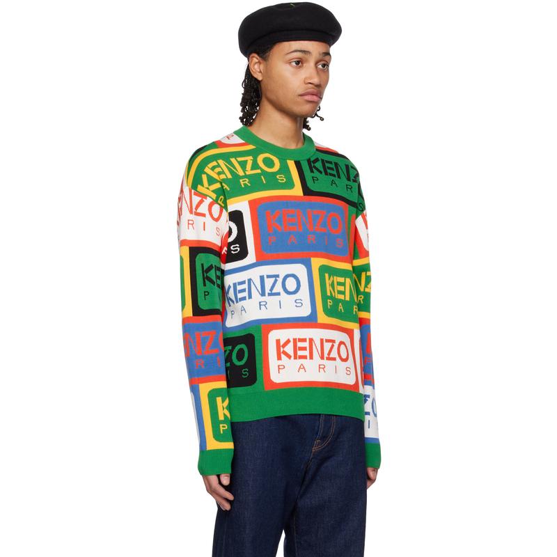 高田贤三(Kenzo)纯棉圆领罗纹饰边针织套衫男运动休闲套头衫秋冬高清大图