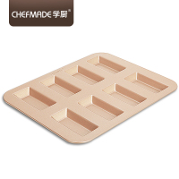 学厨 8连不粘长方形费南雪蛋糕模具 32.7*25.8*1.5cm 香槟金色面包烤盘 家用烤箱用具 WK9324