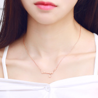 韩版十二星座项链女字母情侣日韩镀18K玫瑰金彩金气质锁骨链饰品送女朋友老婆生日礼物送女朋友七夕情人节礼物