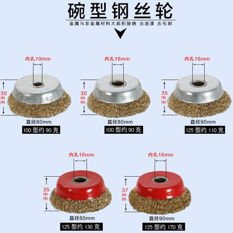 125型不锈钢碗型钢丝刷角磨机钢丝轮 单只装