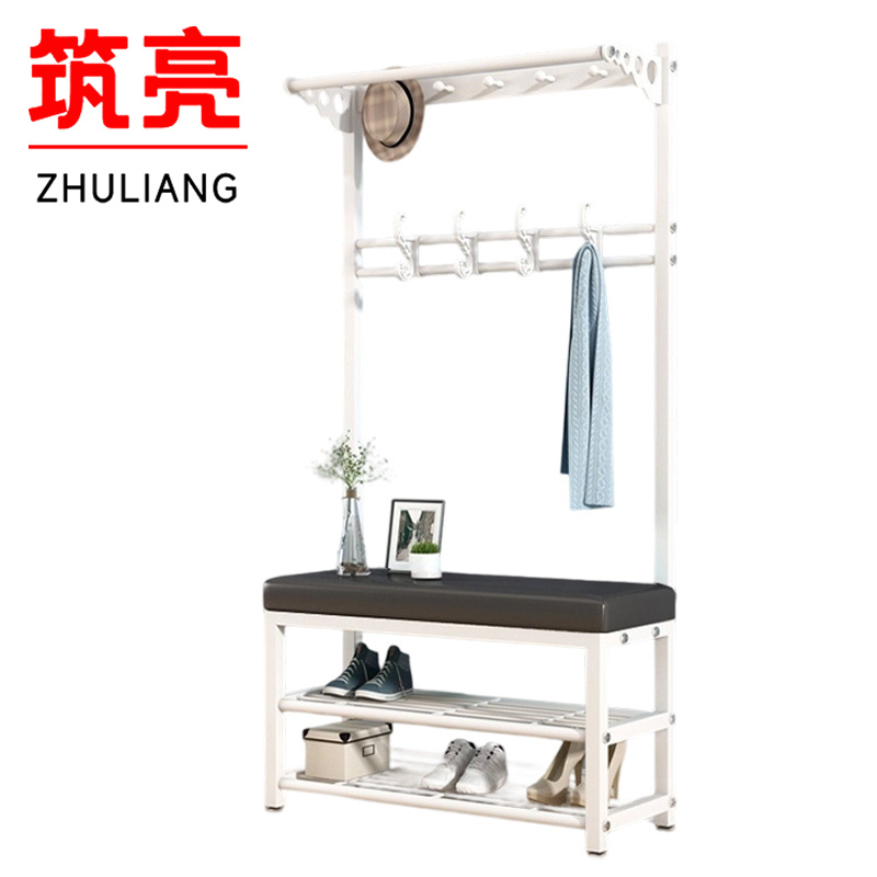 筑亮 钢制衣帽架 80*33*170cm白色 个高清大图
