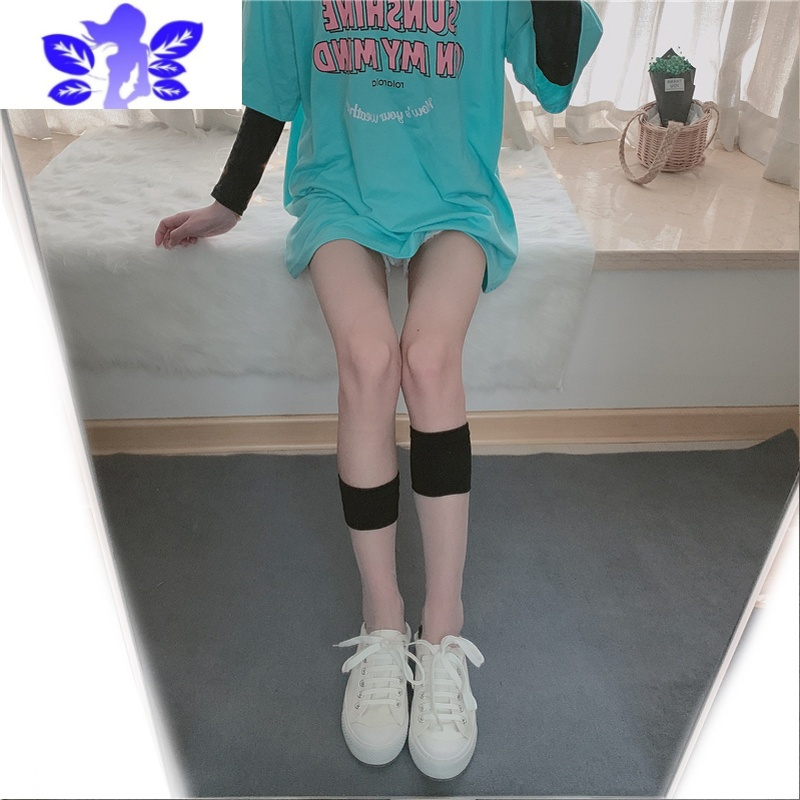 Ideamini日系长筒袜水晶玻璃丝袜小腿袜薄款拼接透气卡丝中高筒袜透明袜子袜子