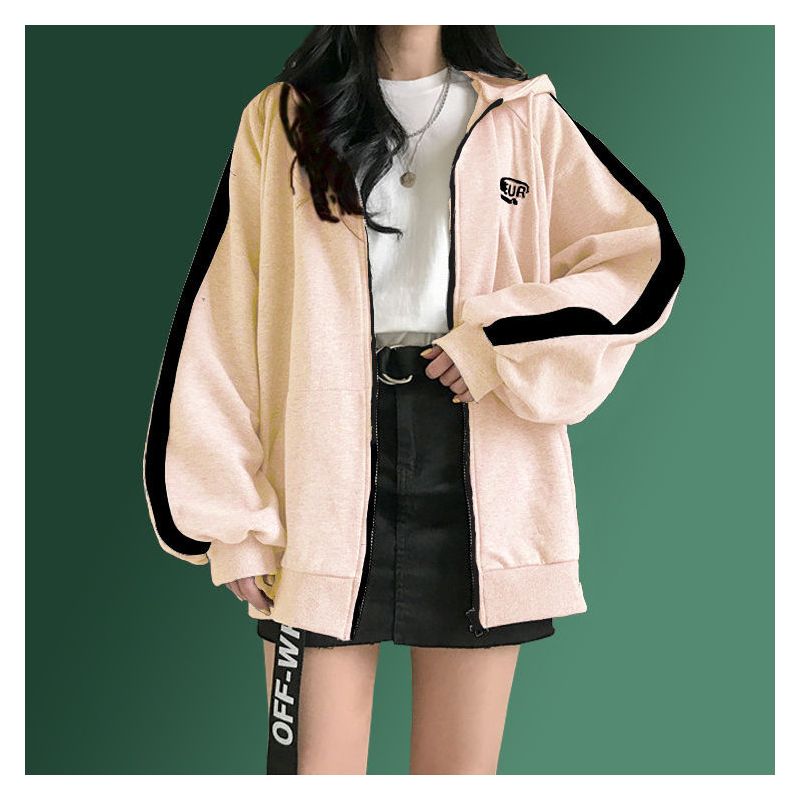 春秋女ins新款开衫外套女学生连帽卫衣韩版宽松秋冬加绒运动衫潮