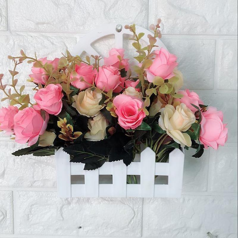 栅栏礼家诚家饰墙壁装饰壁饰栅栏花艺奶茶店壁挂篮花篮儿童节挂饰花