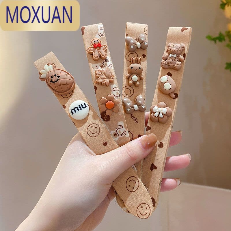 MOXUAN奶咖色儿童可爱刘海贴女童粘碎发整理器发卡魔术贴发箍发帖头饰图片