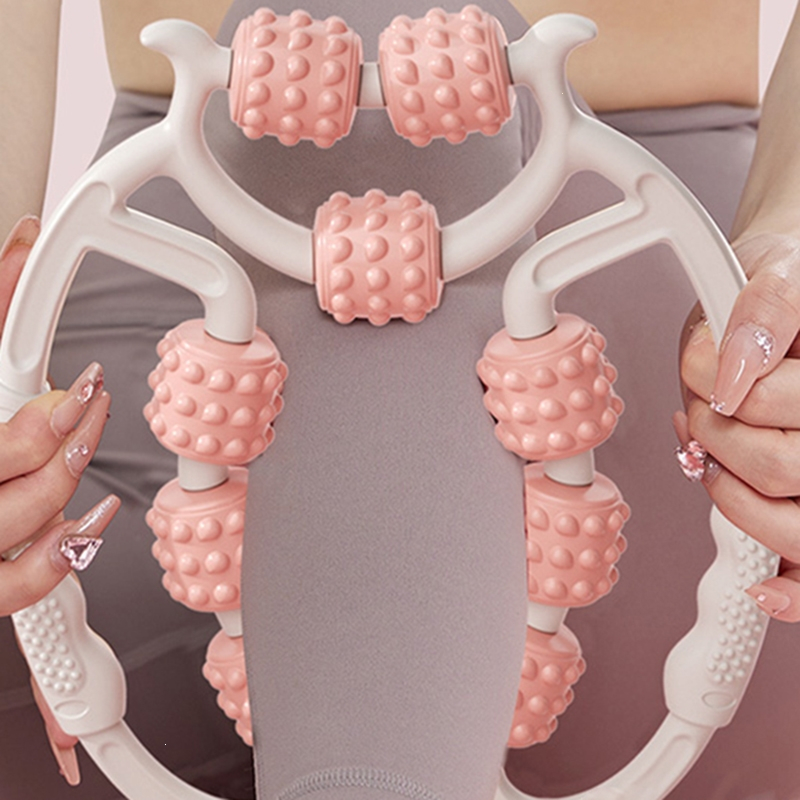 妖怪腿部按摩器滚轮环形夹腿滚轴小腿肌肉放松狼牙棒滚腿拉伸