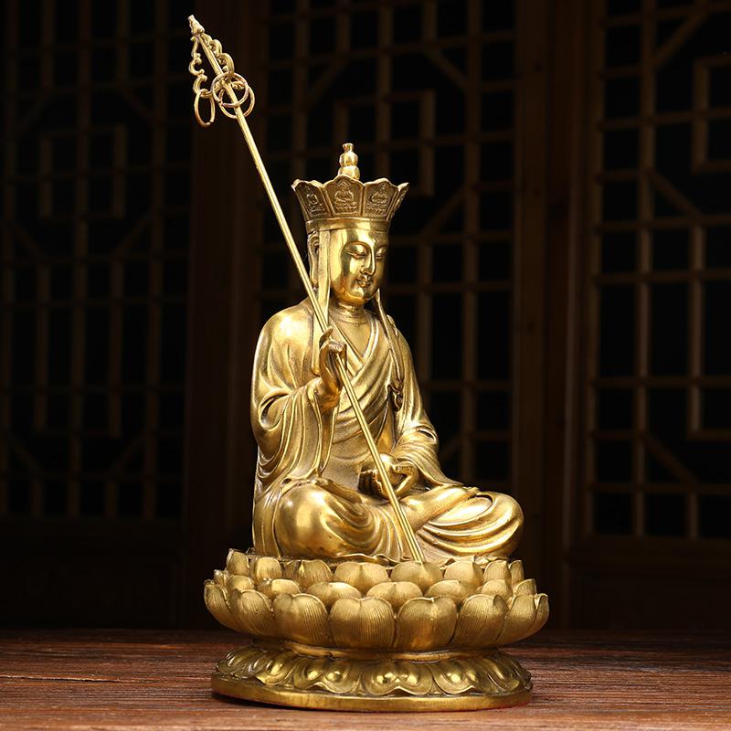 美帮汇铜地藏佛像摆件地藏菩萨像铜像禅意客厅家用居家佛堂供奉高清大图