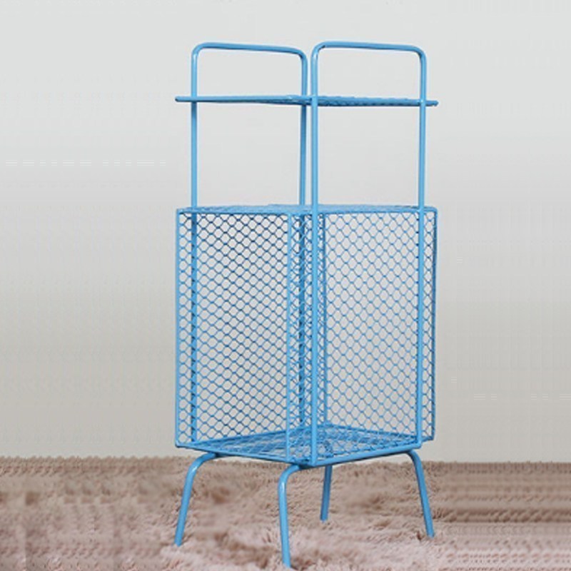 森美人北欧金属书架报刊书报杂志收纳架客厅沙发旁创意小型落地置物架子 玛卡蓝