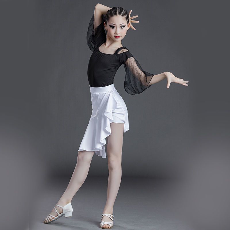 2021新款女童拉丁舞裙儿童舞蹈练功服夏季女孩跳舞裙少儿比赛演出
