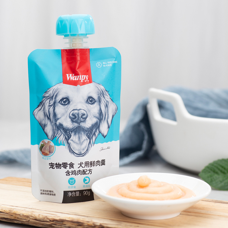 顽皮Wanpy宠物零食犬用鲜肉羹含鸡肉配方90g*6