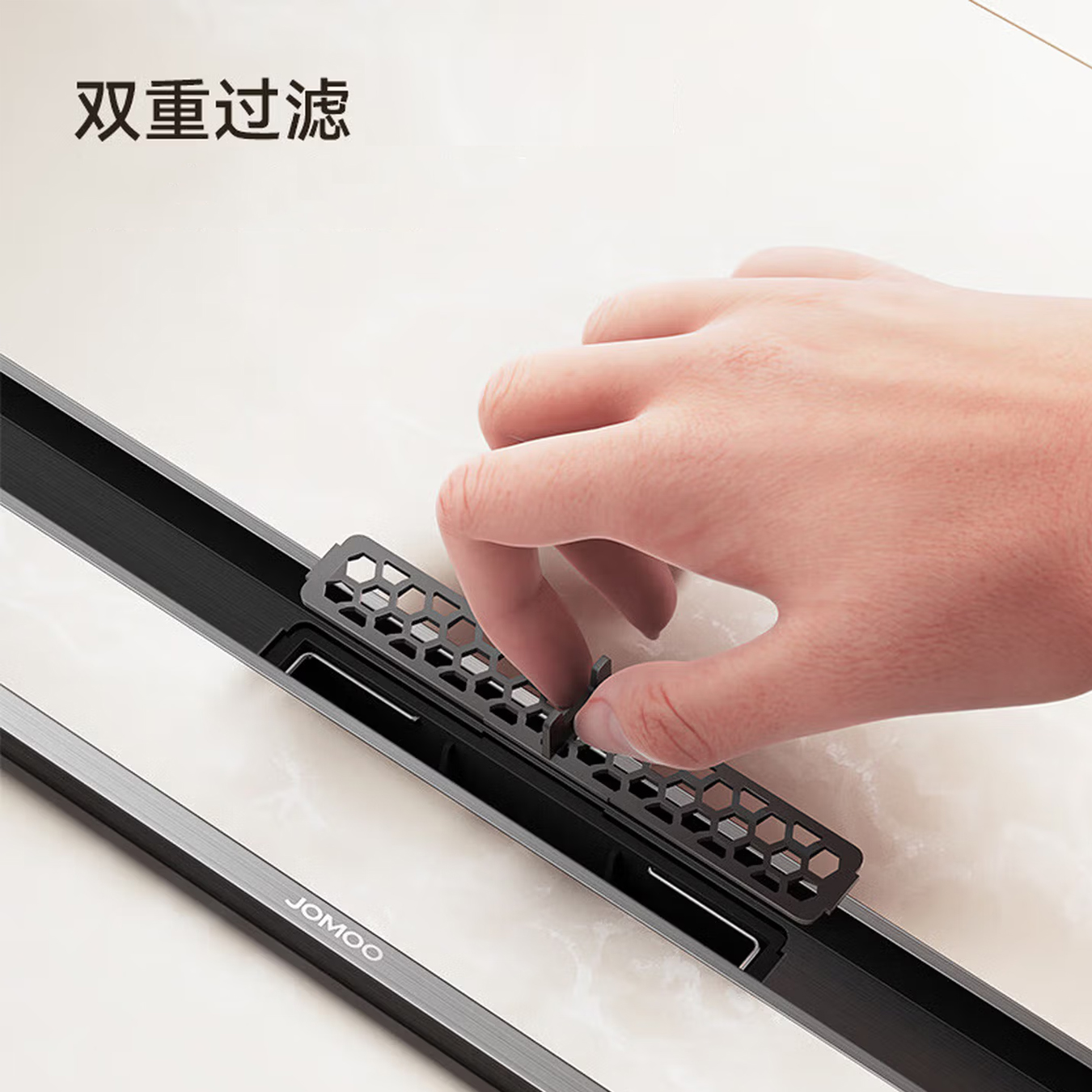 九牧(JOMOO) 线性长条地漏枪灰色304不锈钢大排量卫生间浴室淋浴地漏92533-HBS-1高清大图