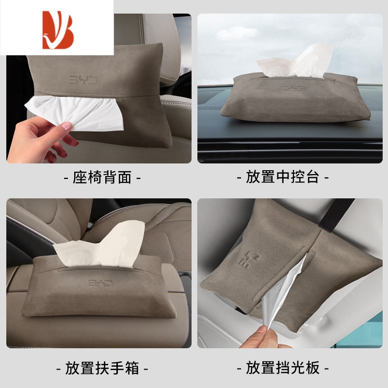三维工匠比亚迪唐dmi纸巾盒专用车载抽纸盒车内汽车用品内饰装饰高级感 翻毛皮-日蚀蓝高清大图