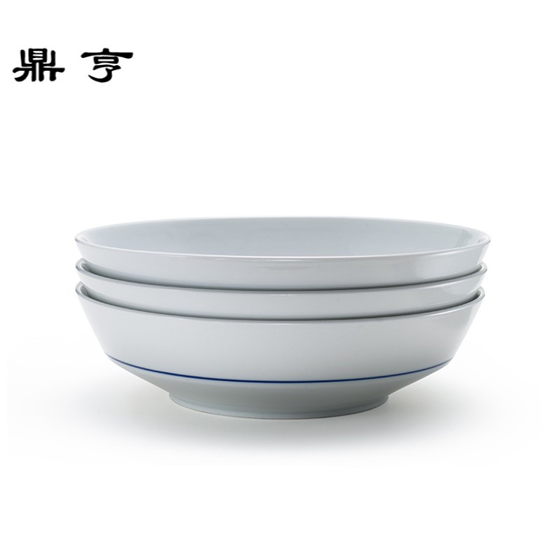 鼎亨#现货#蓝边折腰盘/景德镇高温瓷|