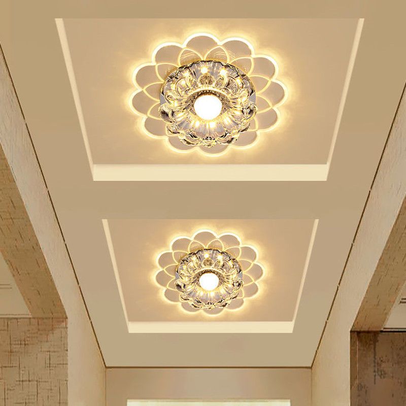 创意led水晶过道灯走廊灯玄关灯筒灯射灯吊顶灯嵌入式孔灯门厅灯led3w