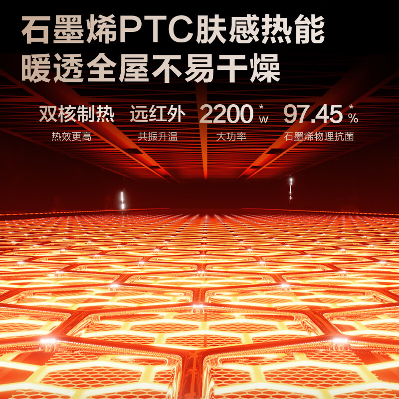 艾美特(AIRMATE)暖风机石墨烯速热2200W功率 取暖器电暖气家用办公室节能 HP22-SR113 语音+遥控高清大图