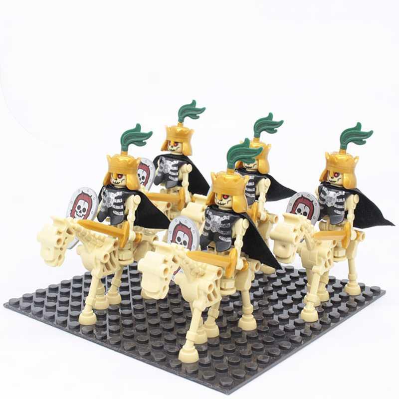 新年古代三国城堡系列骷髅骑士玩具军事武器拼装积木人仔 1号骷髅骑士5人5马高清大图