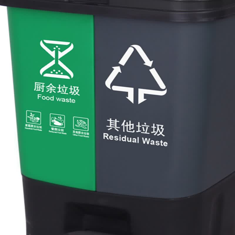 科力邦(Kelibang)厨余其他分类脚踏双桶20L 绿灰 大号翻盖 KB5131-20L 1个装高清大图