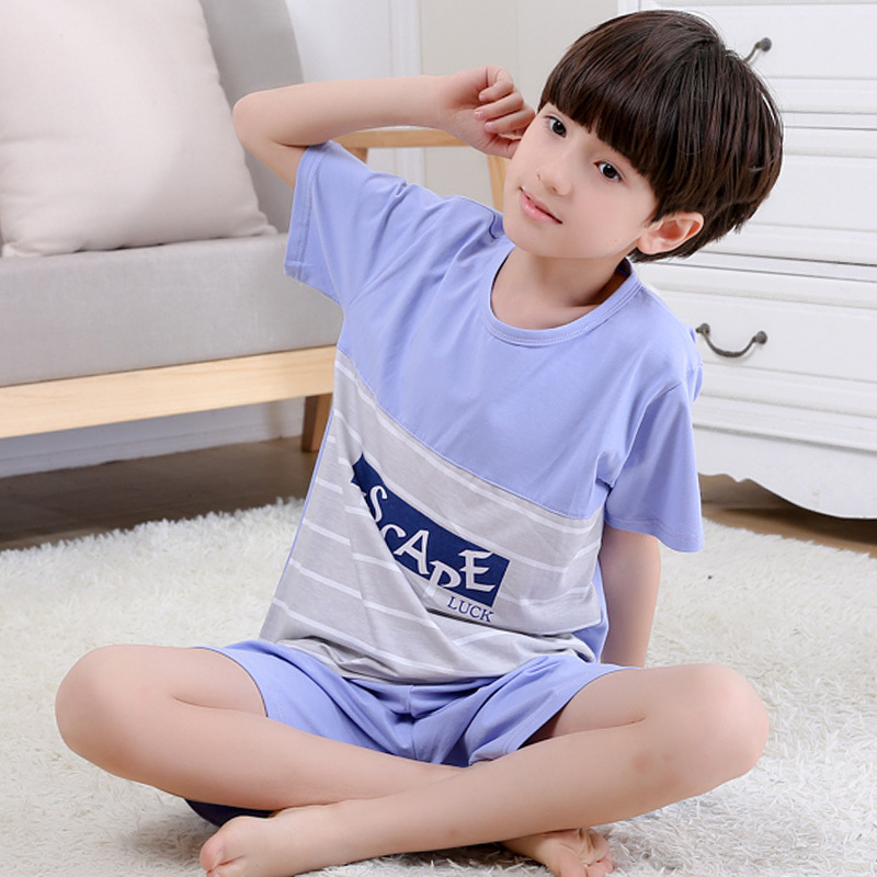 促销儿童睡衣男童夏季小孩大童薄款套装短袖卡通可爱套头夏天男孩夏男