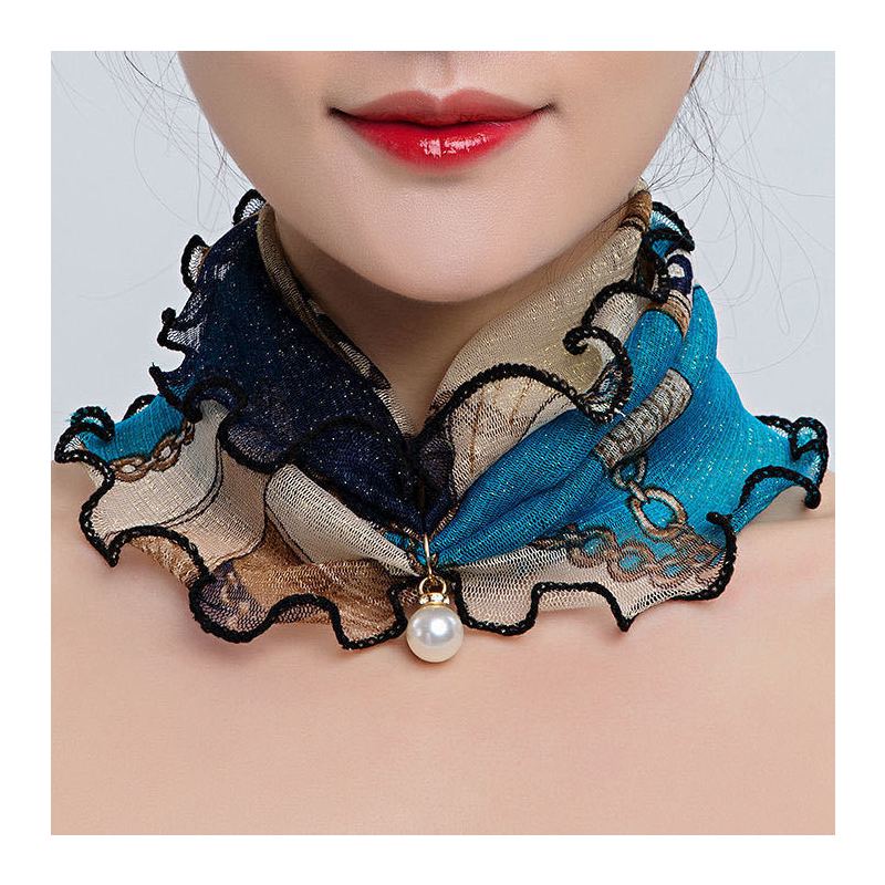 春夏百变魔术围巾女套头围脖女小丝巾夏季面罩防晒珍珠围脖纱巾