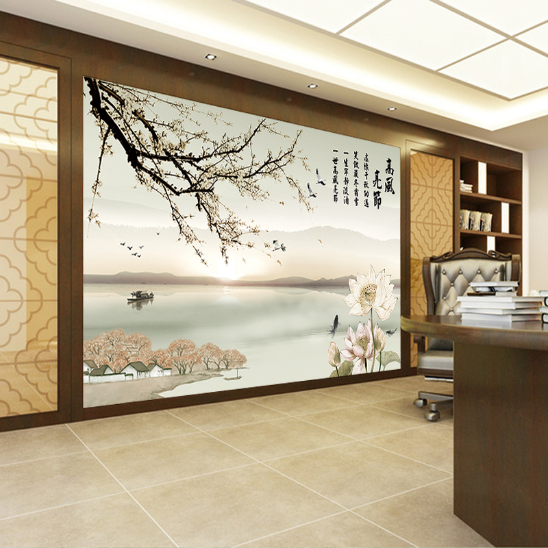 无缝大型壁画中式水墨风格山水电视背景墙沙客厅壁纸墙纸墙布壹德壹