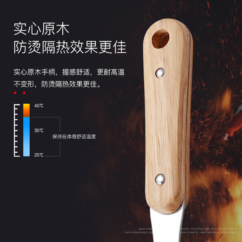 不锈钢锅铲厨具套装加厚全套厨房家用炒菜铲子汤勺漏勺煎铲炒勺 敬平 漏勺-送削皮刀高清大图