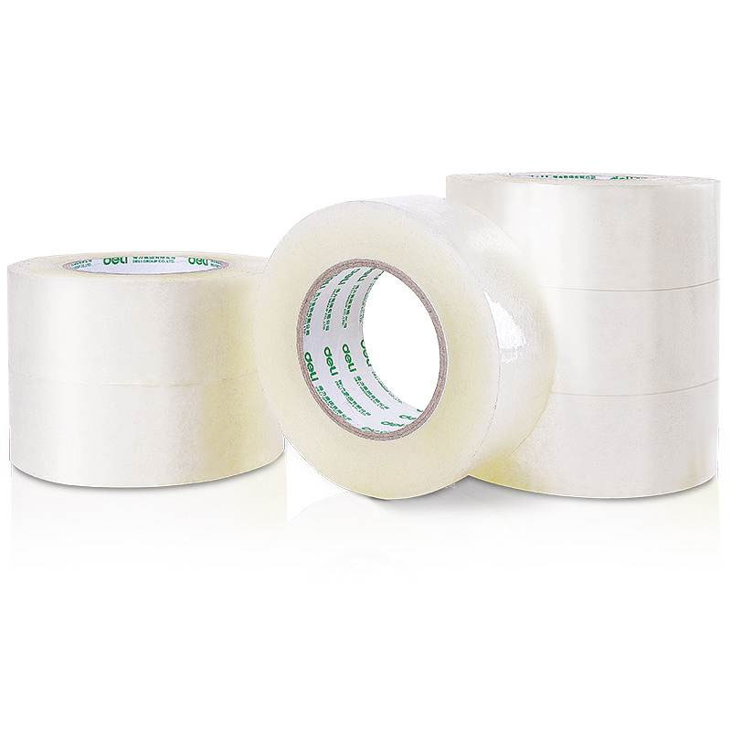 得力(deli) 封箱胶带/透明胶带 30208 48mm*200y*50um 182.8m/卷 6卷/筒(1筒装)高清大图