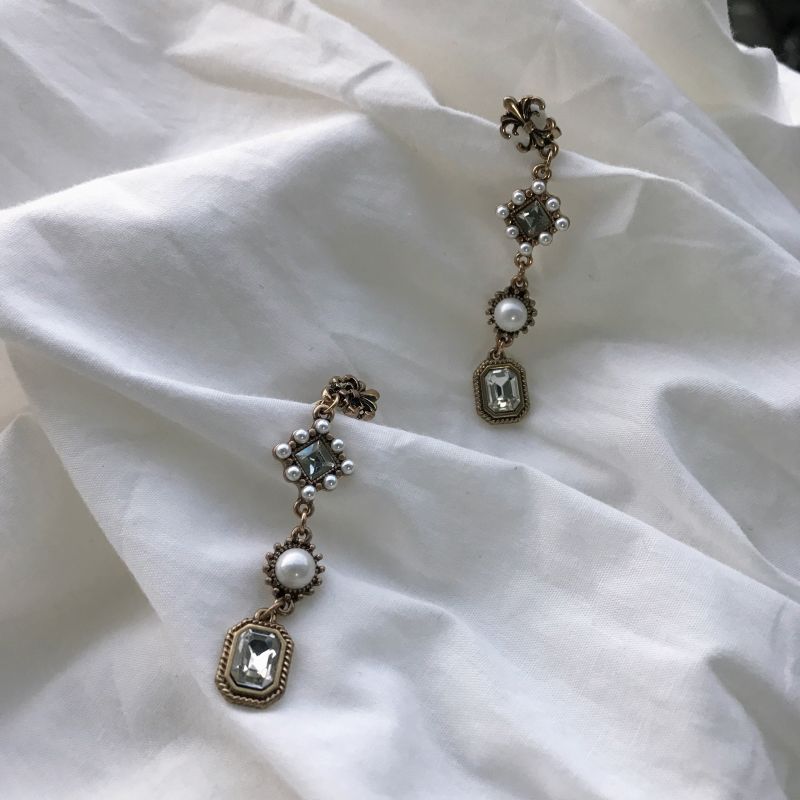 宫廷风耳环耳钉女珍珠耳夹气质高级感复古巴洛克长款耳坠耳饰女s925