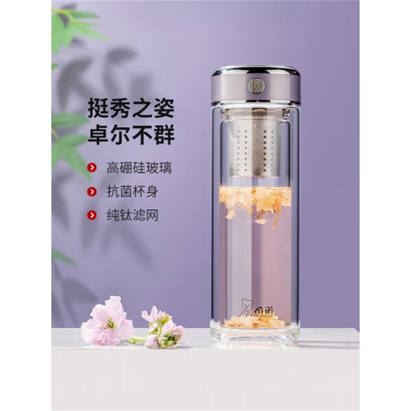希诺 双层抗菌玻璃杯 泡茶杯高清大图