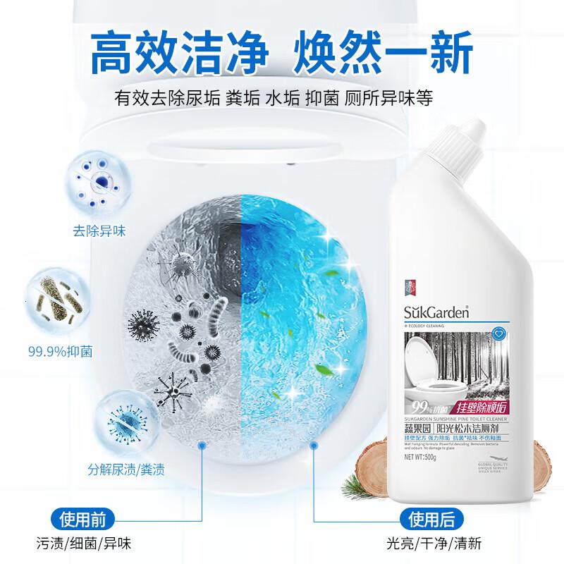 蔬果园马桶清洁剂洁厕液洁厕灵强力去污除垢抑菌去异味厕所清洁剂洁厕剂 [抑菌除垢]松木洁厕500g*1高清大图