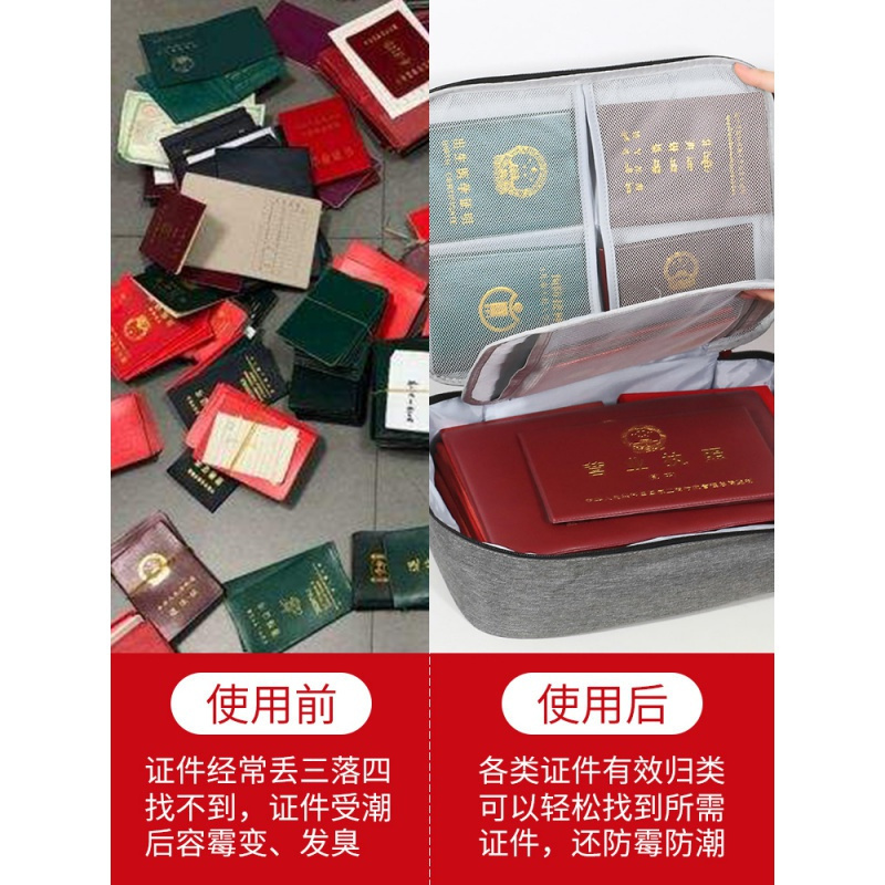 家柏饰(CORATED)收纳包盒家用家庭多层大容量多功能箱证文件护照卡包整理袋高清大图