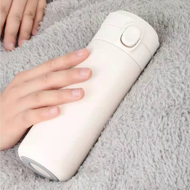 上亨(shangheng) 保温杯男女款成年人学生大容量便捷带盖喝水杯子304不锈钢豌豆杯 简约美[450ML象牙白]高清大图