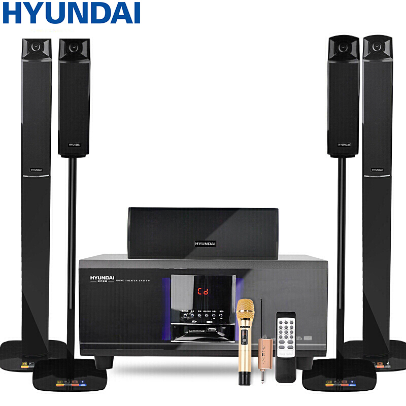 现代HYUNDAI 家庭影院音响组合 KTV套装模拟5.1音响设备客厅电视卡拉OK音响 H5家庭影院+万利达VT06U段