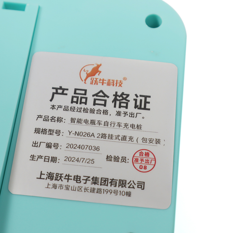跃牛科技 智能电瓶车自行车充电桩 Y-N026A 2路挂式直充(含安装) 套高清大图