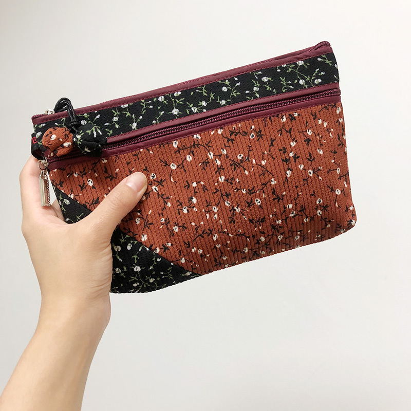 女手包化妆包缕绯儿nuubil韩国手工缝制包时尚女包收纳便携双色拼接