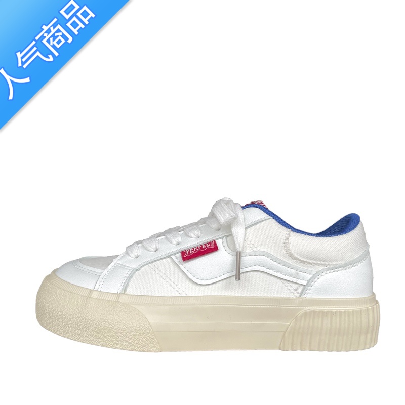 SUNTEK复古百搭焦马兰帆布鞋女2023春夏新款小众原创小白鞋休闲学生板鞋高清大图