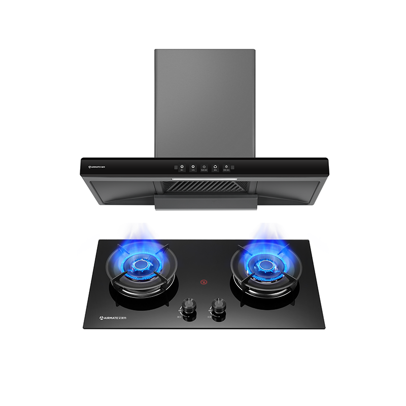 艾美特油烟机AY230T深腔拢吸大吸力顶吸烟机+AZ63K嵌入燃气灶具天然气高清大图