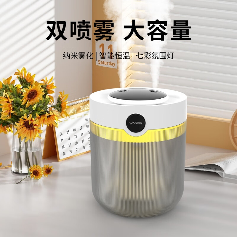 沃品(WOPOW)HM17加湿器静音小型双喷大雾量2L便携式纳米雾化办公室卧室桌面夜灯 ||